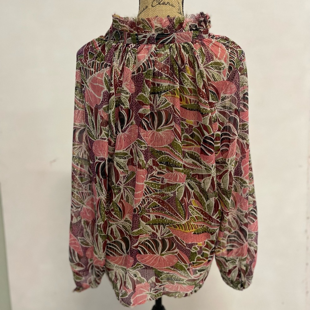 Saks 5th Avenue Pink Palm Boho Lightweight‎ Blouse